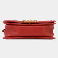 Pre Owned Chanel Boy Chanel Chain shoulder Red Caviar Leather