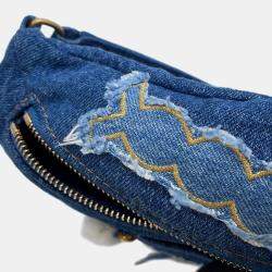 Pre Owned Chanel Cc Logo Waist Bag Blue Denim