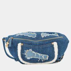 Pre Owned Chanel Cc Logo Waist Bag Blue Denim
