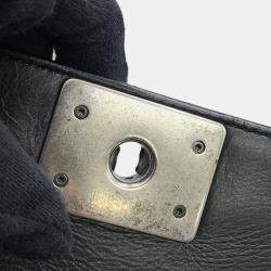 Pre Owned Chanel Boy Chanel Matelasse Shoulder Bag Black Leather