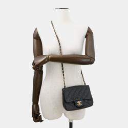 Pre Owned Chanel Mini Materasse Chain Shoulder Black Caviar Leather