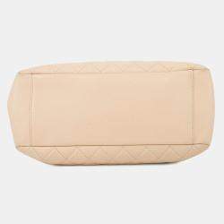 Pre Owned Chanel Gst Tote Beige Caviar Leather