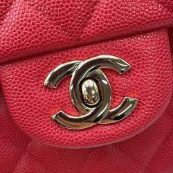 Pre Owned Chanel Matelasse Double Flap Chain shoulder Red Caviar Leather