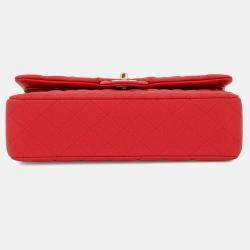 Pre Owned Chanel Matelasse Double Flap Chain shoulder Red Caviar Leather