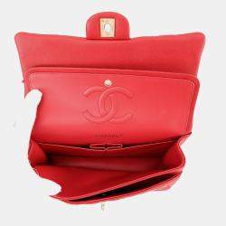 Pre Owned Chanel Matelasse Double Flap Chain shoulder Red Caviar Leather