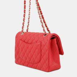Pre Owned Chanel Matelasse Double Flap Chain shoulder Red Caviar Leather