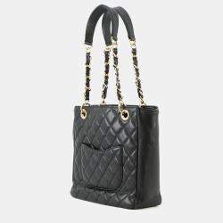 Pre Owned Chanel Pst Tote Black Caviar Leather
