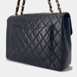 Pre Owned Chanel Jumbo Matelasse Chain shoulder Black Lambskin