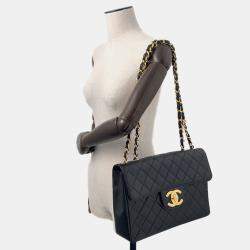 Pre Owned Chanel Jumbo Matelasse Chain shoulder Black Lambskin