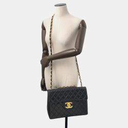 Pre Owned Chanel Jumbo Matelasse Chain shoulder Black Lambskin