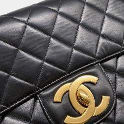 Pre Owned Chanel Jumbo Matelasse Chain shoulder Black Lambskin