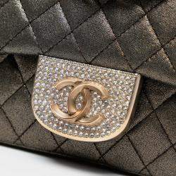 Pre Owned Chanel Small Quilted Iridescent Calfskin Crystal Single Flap