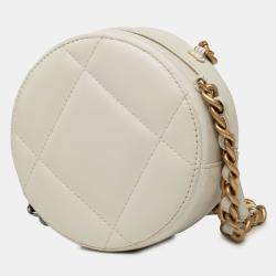 Pre Owned Chanel Quilted Goatskin 19 Round Clutch With Chain