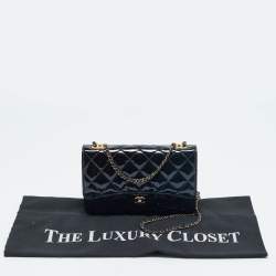 Pre Owned Chanel Navy Blue Quilted Patent Leather WOC Bag