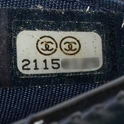 Pre Owned Chanel Navy Blue Quilted Patent Leather WOC Bag
