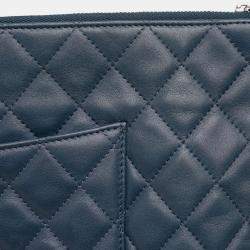 Pre Owned Chanel Large Quilted Lambskin O Case Clutch