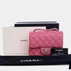 Pre Owned Chanel Mini Square Classic Lambskin Single Flap