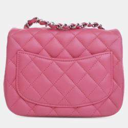 Pre Owned Chanel Mini Square Classic Lambskin Single Flap