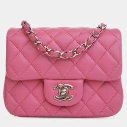 Pre Owned Chanel Mini Square Classic Lambskin Single Flap