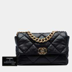 Pre Owned Chanel Black Large Lambskin 19 Flap