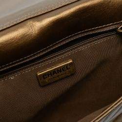Pre Owned Chanel Brown Calfskin Chevron Rock The Corner Flap