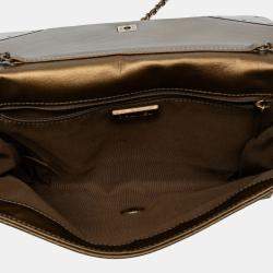 Pre Owned Chanel Brown Calfskin Chevron Rock The Corner Flap