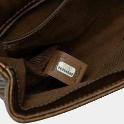 Pre Owned Chanel Brown Calfskin Chevron Rock The Corner Flap