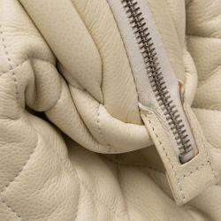 Pre Owned Chanel White Quilted Caviar Coco Cocoon Bowler Bag