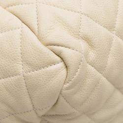 Pre Owned Chanel White Quilted Caviar Coco Cocoon Bowler Bag
