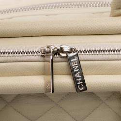 Pre Owned Chanel White Quilted Caviar Coco Cocoon Bowler Bag