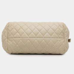 Pre Owned Chanel White Quilted Caviar Coco Cocoon Bowler Bag