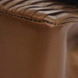 Pre Owned Chanel Brown Medium Classic Chevron Calfskin Pleated Double Flap