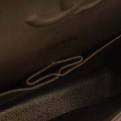 Pre Owned Chanel Brown Medium Classic Chevron Calfskin Pleated Double Flap