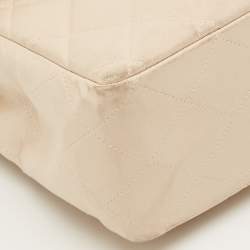 Pre Owned Chanel Beige Quilted Leather Jumbo Vintage Classic Single Flap Bag