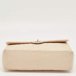 Pre Owned Chanel Beige Quilted Leather Jumbo Vintage Classic Single Flap Bag