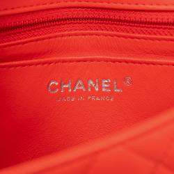 Pre Owned Chanel Red Mini Rectangular Classic Lambskin Single Flap
