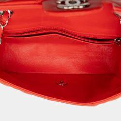 Pre Owned Chanel Red Mini Rectangular Classic Lambskin Single Flap
