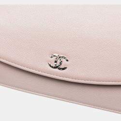Pre Owned Chanel Pink CC Caviar Sevruga Wallet On Chain
