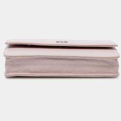 Pre Owned Chanel Pink CC Caviar Sevruga Wallet On Chain