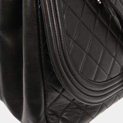 Pre Owned Chanel Black Lambskin Antik Boy Flap Handbag
