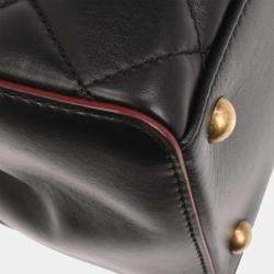 Pre Owned Chanel Black Lambskin Tote Chain Handbag