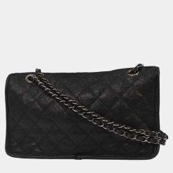 Pre Owned Chanel Black Calfskin French Riviera Shoulder Bag