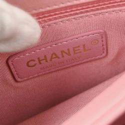Pre Owned Chanel Pink Calfskin Chevron 2way Handbag