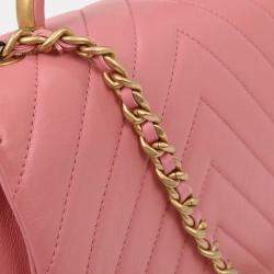 Pre Owned Chanel Pink Calfskin Chevron 2way Handbag