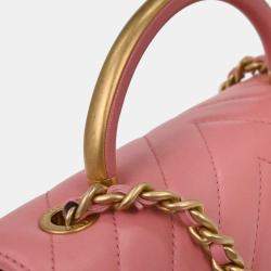 Pre Owned Chanel Pink Calfskin Chevron 2way Handbag
