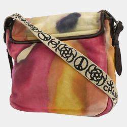 Pre Owned Chanel Yellow Suede Flap Shoulder Bag