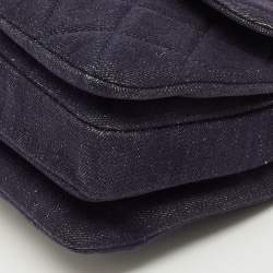Pre Owned Chanel Navy Blue Quilted Denim Small Trendy CC Top Handle Bag