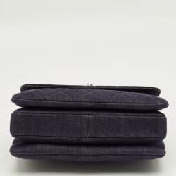 Pre Owned Chanel Navy Blue Quilted Denim Small Trendy CC Top Handle Bag