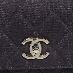 Pre Owned Chanel Navy Blue Quilted Denim Small Trendy CC Top Handle Bag