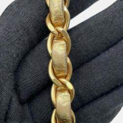 Pre Owned Chanel Gold Mini Square Classic Lambskin Single Flap